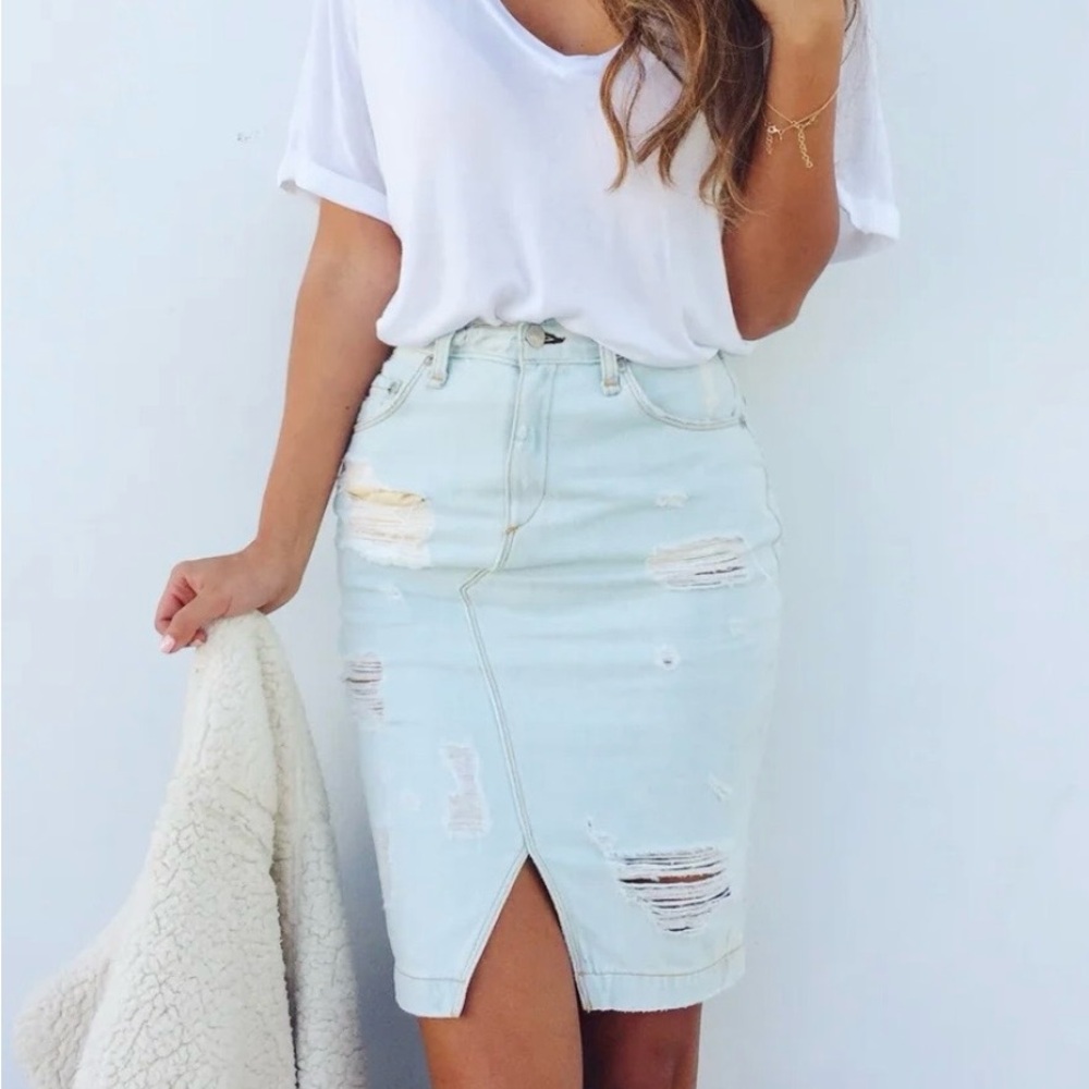 Rag & Bone Distressed Denim Skirt